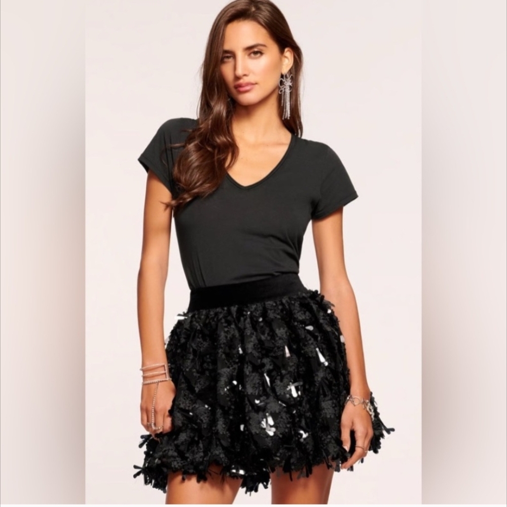 Ramy Brook Black Sequin Mini Skirt